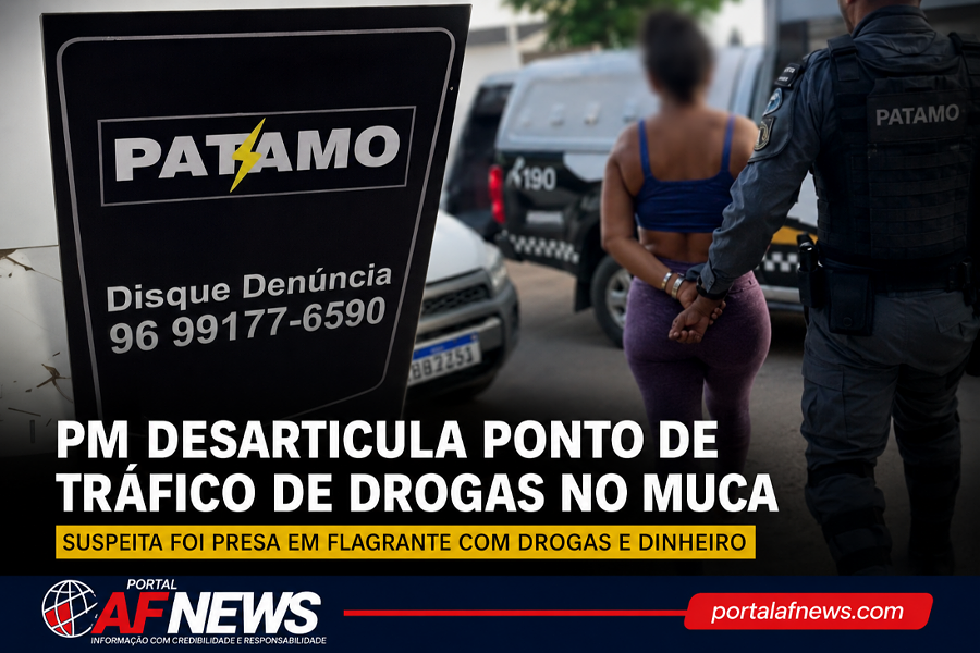 PM desarticula ponto de tráfico de drogas no bairro do Muca e prende suspeita em flagrante