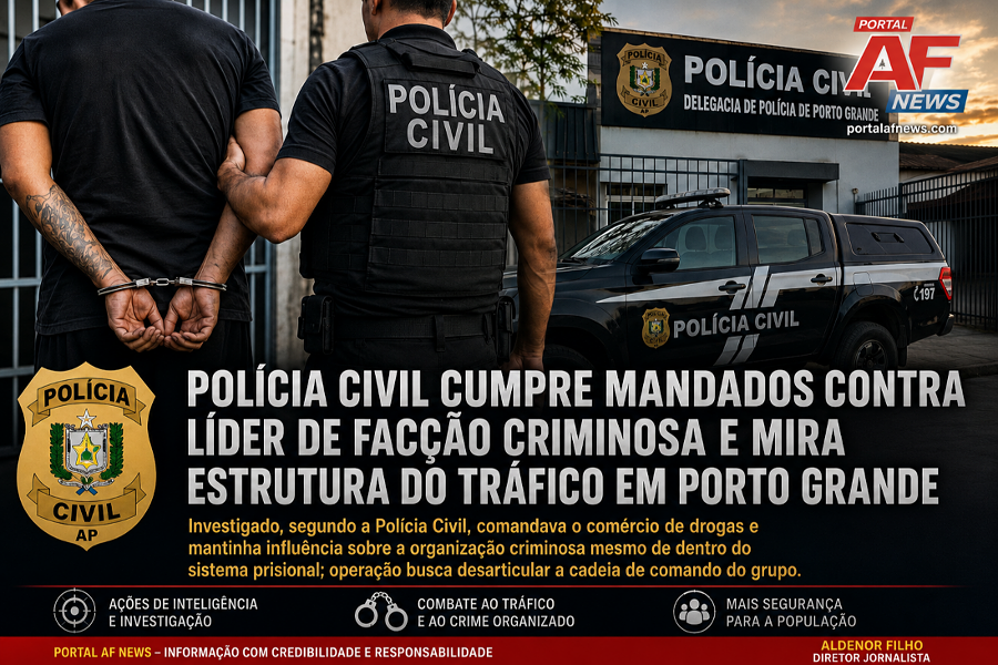 Polícia Civil cumpre mandados contra líder de facção criminosa e mira estrutura do tráfico em Porto Grande