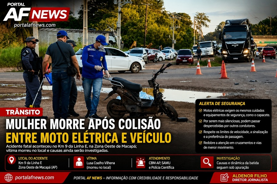 Mulher morre após colisão entre moto elétrica e veículo na Zona Oeste de Macapá