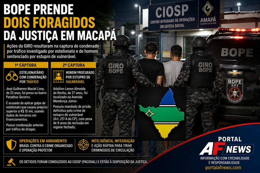 BOPE prende dois foragidos da Justiça em Macapá durante operações de combate ao crime organizado