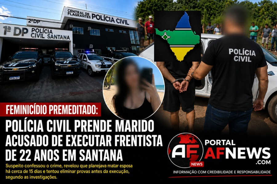 FEMINICÍDIO PREMEDITADO: Polícia Civil prende marido acusado de executar frentista de 22 anos com tiro na cabeça em Santana