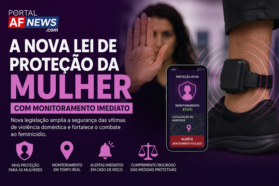 NOVA LEI FORTALECE PROTEÇÃO ÀS MULHERES COM MONITORAMENTO IMEDIATO DE AGRESSORES