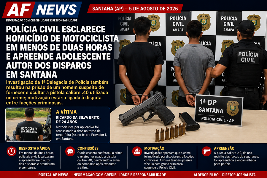 Polícia Civil esclarece homicídio de motociclista por aplicativo em menos de duas horas e apreende adolescente autor dos disparos em Santana