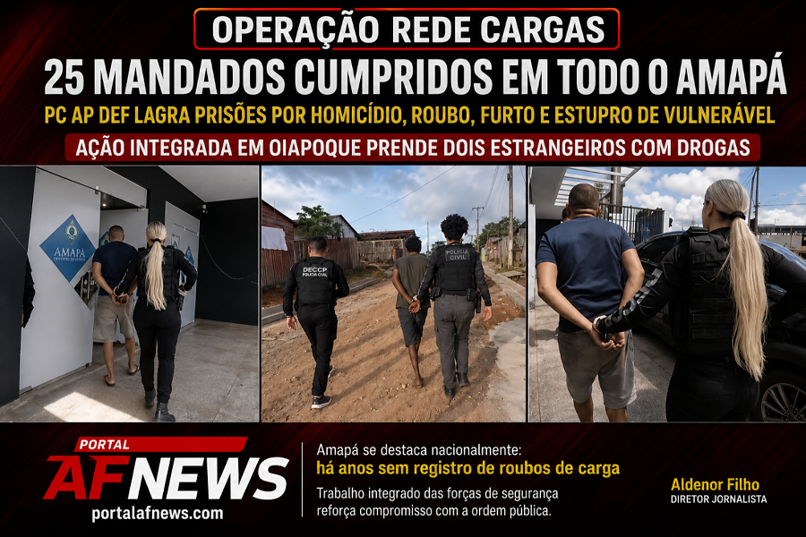 OPERAÇÃO REDE CARGAS CUMPRE 25 MANDADOS DE PRISÃO E ALCANÇA TODOS OS MUNICÍPIOS DO AMAPÁ
