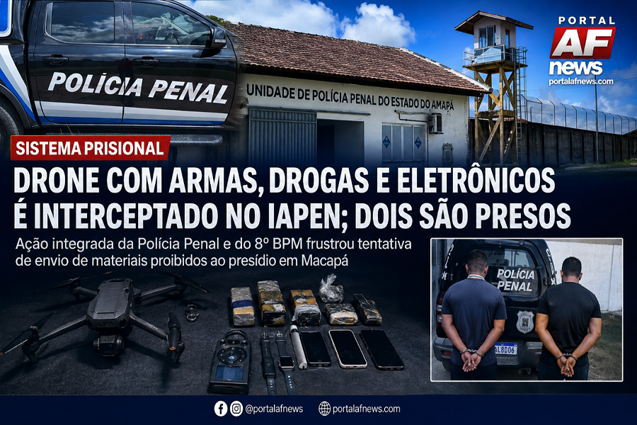 DRONE COM ARMAS, DROGAS E ELETRÔNICOS É INTERCEPTADO EM AÇÃO NO IAPEN; DOIS SÃO PRESOS