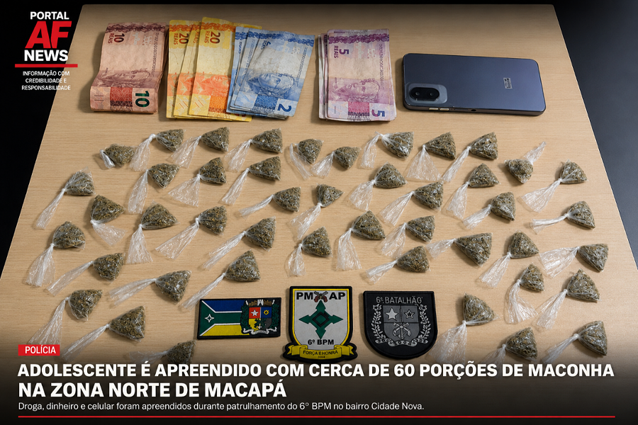Adolescente é apreendido com cerca de 60 porções de maconha na Zona Norte de Macapá