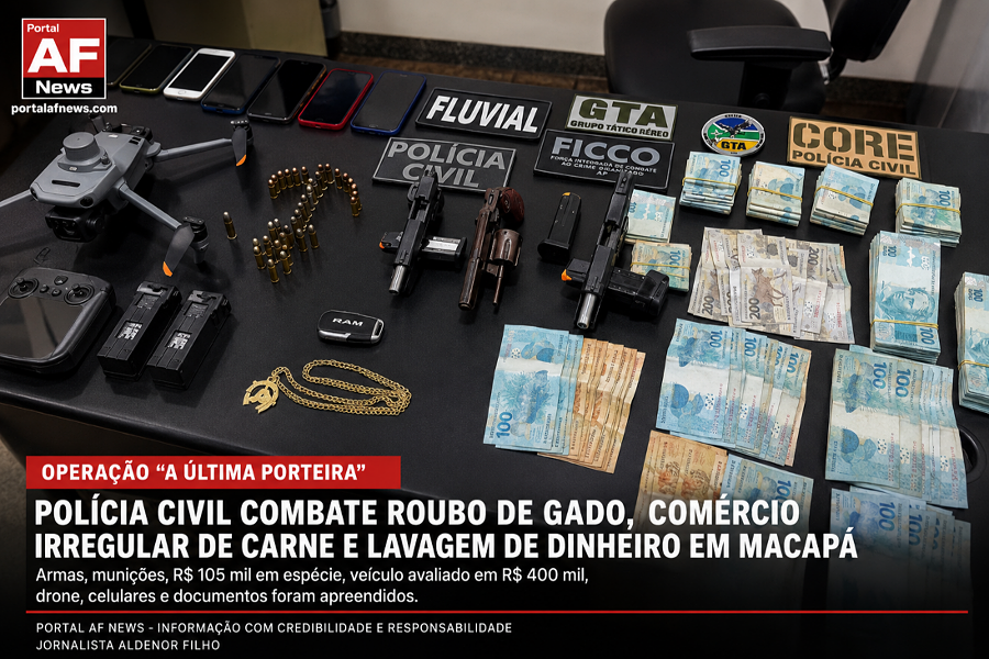 Operação “A Última Porteira” mira grupo suspeito de roubo de gado e comércio irregular de carne em Macapá