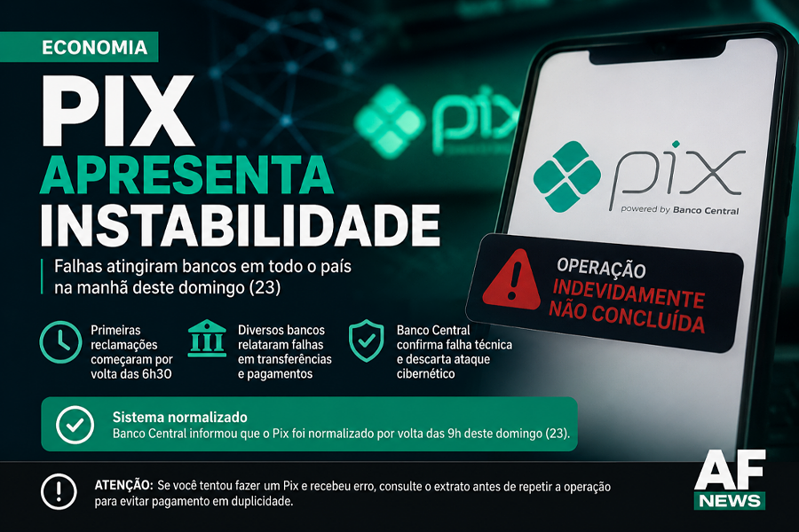 Pix apresenta instabilidade, afeta bancos em todo o país e BC confirma falha técnica