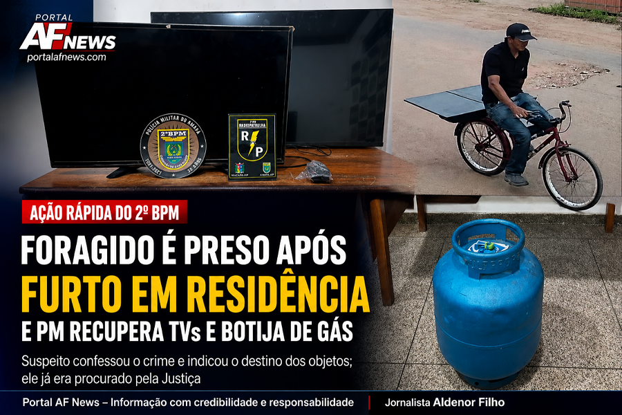 Foragido é preso após furto em residência e PM recupera TVs e botija de gás em Macapá