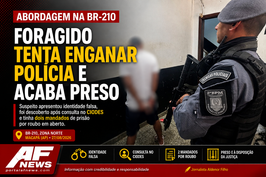 Passageiro tenta enganar policiais com identidade falsa, foge de abordagem e acaba preso em Macapá