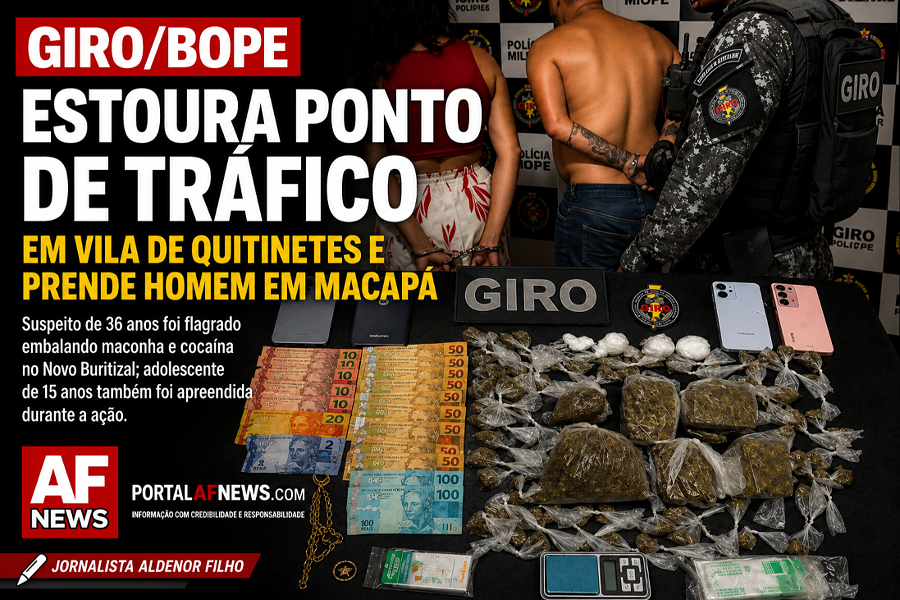 GIRO ESTOURA PONTO DE TRÁFICO EM VILA DE QUITINETES E PRENDE HOMEM EM MACAPÁ
