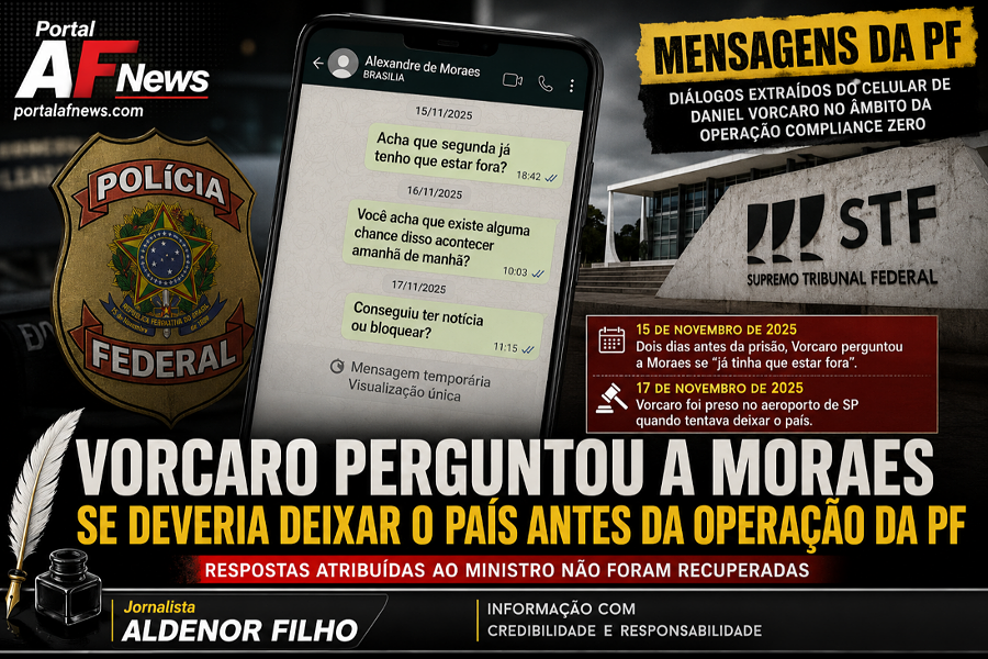 VORCARO PERGUNTOU A MORAES SE DEVERIA DEIXAR O PAÍS ANTES DE OPERAÇÃO DA PF
