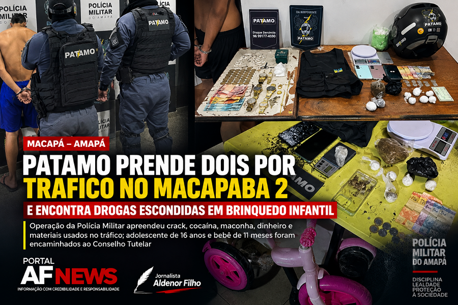 PATAMO PRENDE DOIS POR TRÁFICO NO MACAPABA 2 E ENCONTRA DROGAS ESCONDIDAS EM BRINQUEDO INFANTIL