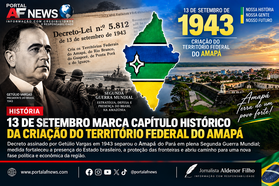 13 DE SETEMBRO MARCA CAPÍTULO HISTÓRICO DA CRIAÇÃO DO TERRITÓRIO FEDERAL DO AMAPÁ