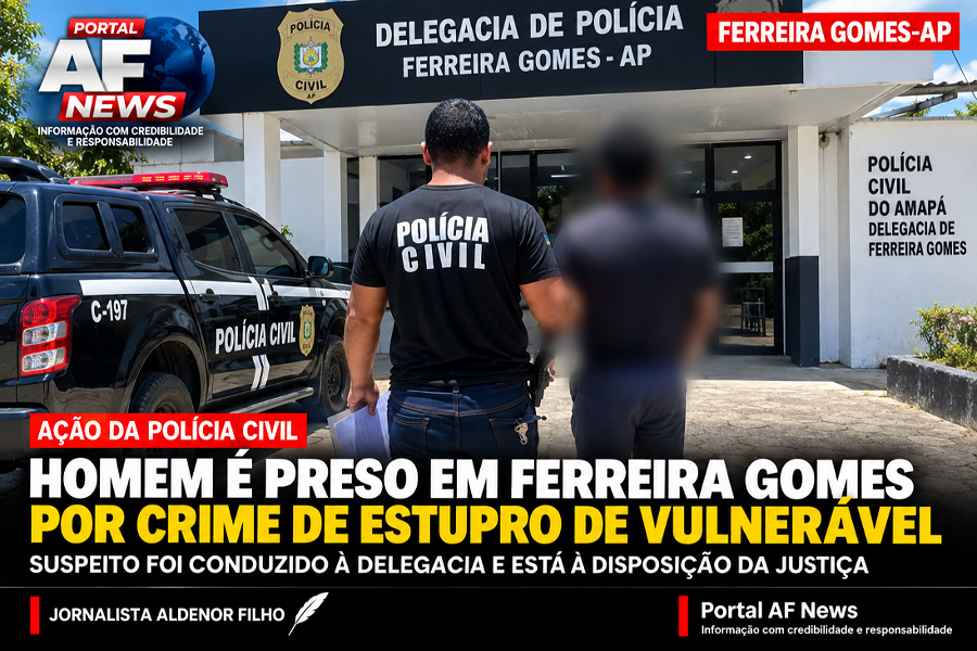 SUSPEITO DE ESTUPRO DE MENINA DE 13 ANOS É PRESO AO SE APRESENTAR EM DELEGACIA DE FERREIRA GOMES