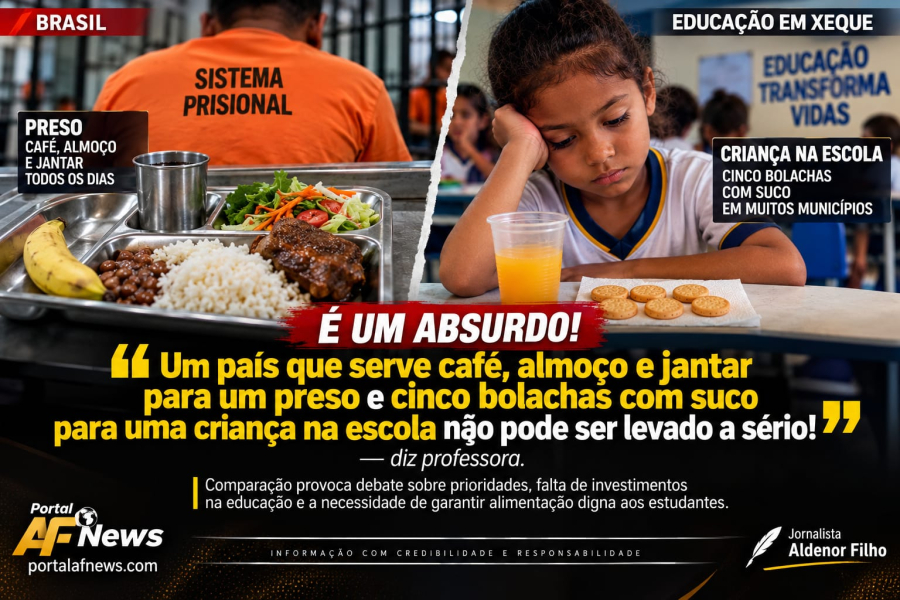 “QUE PAÍS É ESSE?”: comparação entre merenda escolar e alimentação de presos provoca debate sobre prioridades no Brasil