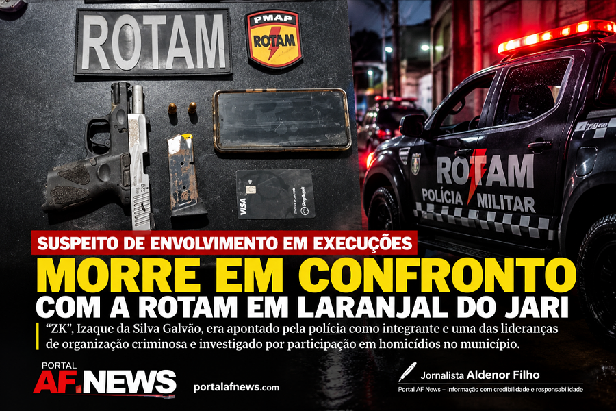 SUSPEITO DE ENVOLVIMENTO EM EXECUÇÕES MORRE EM CONFRONTO COM A ROTAM EM LARANJAL DO JARI