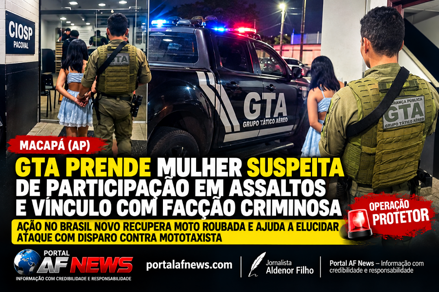 GTA prende suspeita de armar emboscada contra mototaxista baleado e roubar motocicleta em Macapá