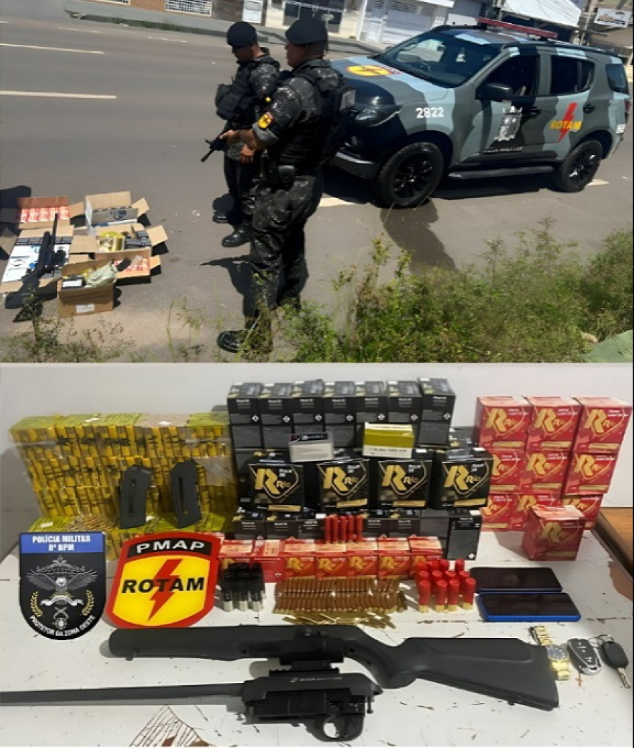 ROTAM apreende arsenal de armas e munições em operação no bairro Beirol, em Macapá