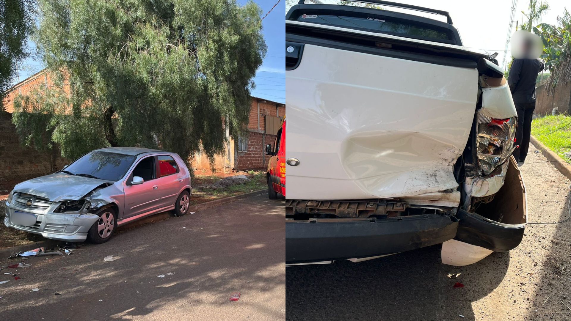Gestante tem queda de pressão e colide Celta em veículo estacionado